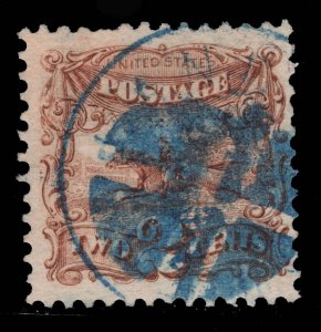 MOMEN: US STAMPS #113 BLUE CORK USED VF JUMBO LOT #87165**