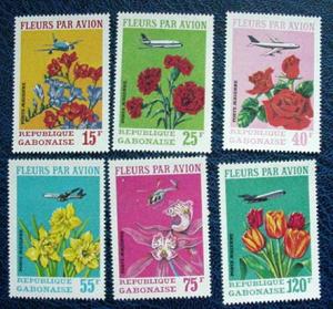 Gabon C106-C111, Flowers, Airmails, MNH, VF