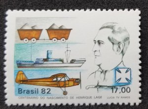 Brazil Birth Centenary Of Henrique Lage 1982 Aircraft Aviation Ship (stamp) MNH