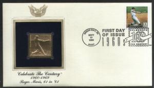 USA 1999 Roger Maris 61 in 61 Baseball Player Gold Replicas Cover Sc 3188n # 226