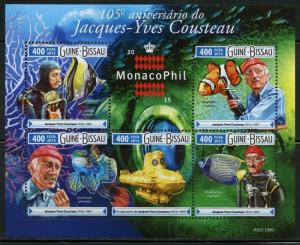 GUINEA BISSAU  2015   105th BIRTH ANN  JACQUES COUSTEAU   SHEET MINT NH