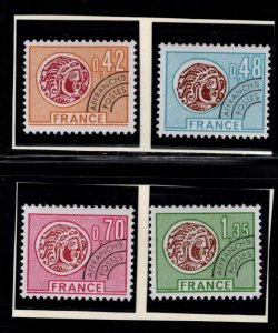 FRANCE Scott 1421-1424 MNH** Gallic Coin precancel set of 1975