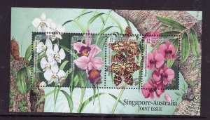 Singapore-Sc#858-61A- id8-unused NH set + sheet-Flowers-Orchids-1998-
