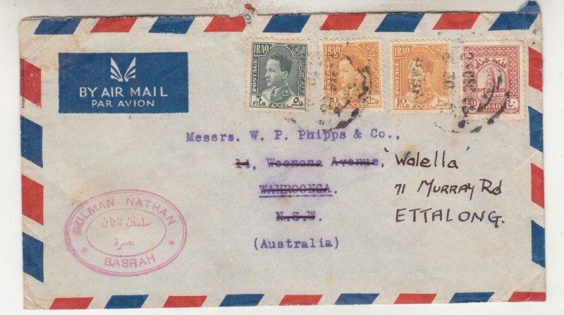 IRAQ, 1947 Airmail cover, Basrah to Australia, 65f.