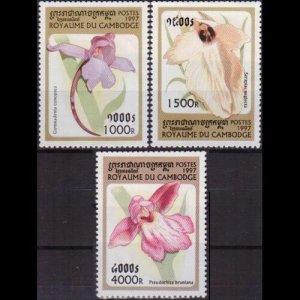 CAMBODIA 1997 - Scott# 1681-3 Orchids 1000-4000r NH