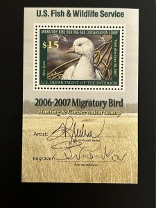 RW73b $15 DUCK MNH XF 2 Signatures ARTIST & ENGRAVER - SCV $180 APS life member