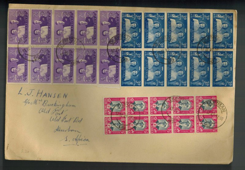 1947 Durban South Africa Oversize Cover Local use Royal Visit Stamps