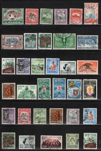Ceylon ~ Assortment of 34 Different ~ 1949 to 1959 ~ Used, MX