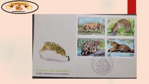 O) 1998 URUGUAY, JUVALUX WORLD PHILATELIC EXHIBITION, WILDCATS, FELIS COLOCOLA