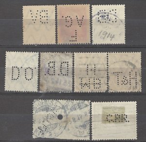 COLLECTION LOT # 4918 GERMANY 9 PERFIN STAMPS 1902+ CV+$16