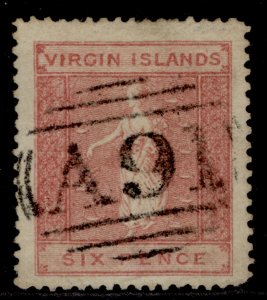 BRITISH VIRGIN ISLANDS QV SG13, 6d dull rose, FINE USED. Cat £350.