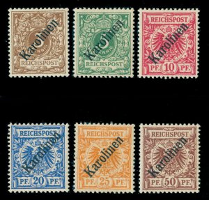 MOMEN: GERMAN COLONIES CAROLINE ISLANDS SC#1a-6a 48 degrees MINT OG H LOT #60483