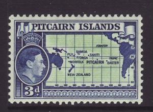 1940 Pitcairn Is 3d Map Stamp Mint