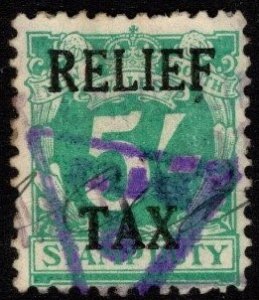 1930 New South Wales (Australia) Revenue 5 Shillings Relief Tax Used