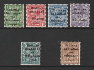 Ireland x 6 MH GB KGV with 1922 overprints