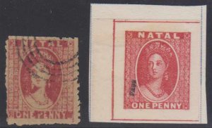 BC NATAL 1860 QV Sc 8 CRUDE FORGERY USED & IMPERF FOURNIER CUT OUT FORGERY 