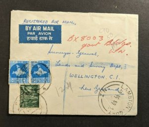 1959 Parasia Registered Airmail Cover to Wellington New Zealand Wax Seal