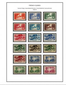 COLOR PRINTED FRENCH COLONIES [x13] 1859-1947 STAMP ALBUM PAGES (141 ill. pages)