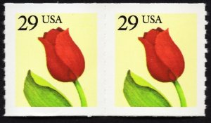 US 2525 MNH VF 29 Cent Flower Coil Pair Roulette Perforation