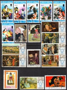 Cinderella's  #20 - Ajman, Manama & Umm Al Qiwain Art Used CTO Stamps (18)