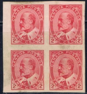 Canada 90A Unused No Gum 1903 Imperf block of 4 (ak1775)