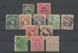 GUATEMALA EARLY STAMPS LOT OF 12 USED STAMPS HIGH CATALOG VALUE