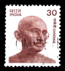 India 30p Mahatma Gandhi (small portrait) 1980 SG.968, Sc.842 Used (#03)