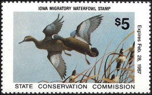 IA15 Mint,OG,NH... State Duck Stamp... SCV $15.00