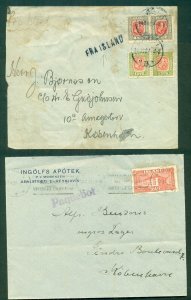 ICELAND 1907/31 Two covers, stamps tied Norway & Denmark w/Paquebot & Fra Island