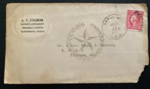 1890s Sanderson TX USA Advertising County Attorney Folsom Cover To Clinton MR