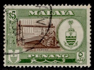 MALAYSIA - Penang QEII SG65, $5 brown & bronze-green, FINE USED. Cat £10.