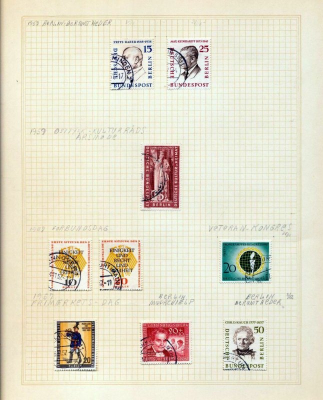 GERMANY Berlin 1952/57 Used on 9 Pages (aprx 70+Items) MZT293 