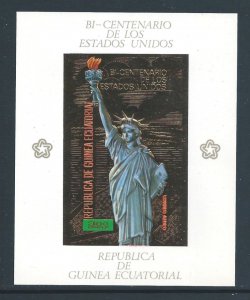 Equatorial Guinea #7599 NH U.S. Bicentennial Statue of Liberty - Imperf Gold ...