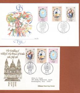 1981 Fiji, 2 diff Princess Diana wedding FDCs