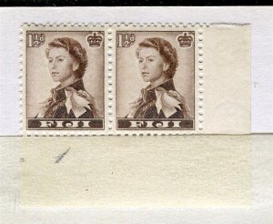 FIJI; 1950s early QEII portrait issue fine MINT MNH CORNER PAIR