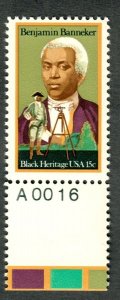 1804 Benjamin Banneker MNH single with plate number PNS