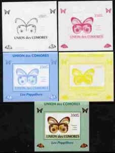 Comoro Islands 2009 Butterflies #6 individual deluxe shee...
