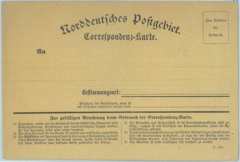 89256 - GERMANY Norddeutschland   - Postal History - STATIONERY FORMULAR CARD