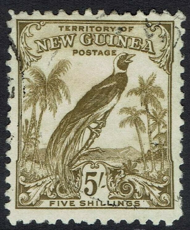 NEW GUINEA 1932 UNDATED BIRD 5/- USED 