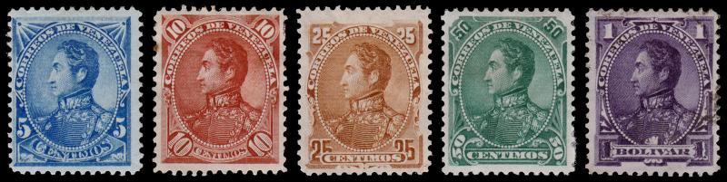 Venezuela Scott 74-78 (1882) Mint/Used H F-VF Complete Set