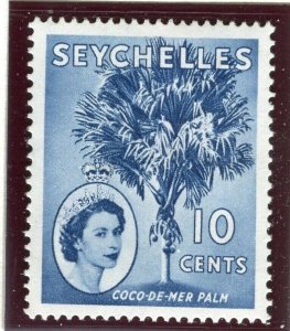 SEYCHELLES; 1954 early QEII issue fine Mint hinged 10c. value