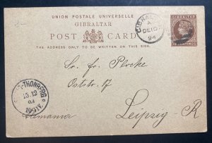 1894 Gibraltar Postal Stationery Postcard Cover To Leipzig Germany