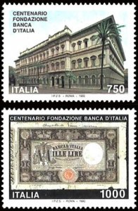 Scott #1956-7 Bank of Italy MNH