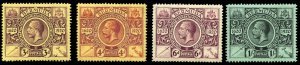 Bermuda #71-79 Cat120.75, 1921 George V, 1/4p-1sh, set of nine, hinged