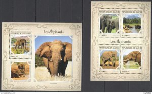 2017 Guinea Elephants Wild Animals Fauna #12221-24+Bl2740 ** Fd1259