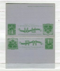 HAITI; 1890s early classic Complete MINT LETTER/REPLY CARD