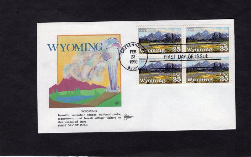 2444 Wyoming, FDC blk/4, GillCraft, CV $1.00