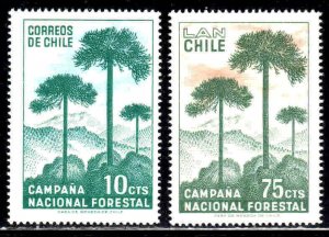 Chile # 363, 274 ~ Set of 2 ~ Palm Trees,  Mt's ~ Mint, NH  (1967)