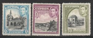 CYPRUS 1938 KGVI PICTORIAL 6PI 9PI AND 18PI