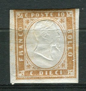 ITALY; SARDINIA 1855 classic Imperf issue Mint hinged Shade of 10c. value